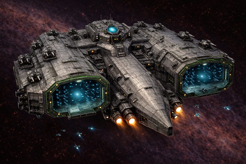 Bastion-class carrier with visible hangar bays
