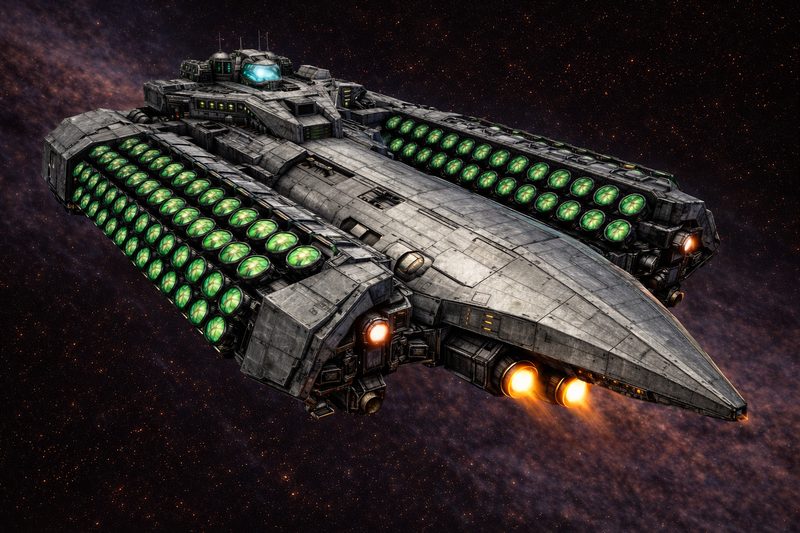 Devastator-class destroyer with green missile pods