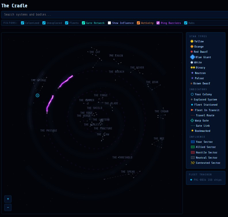 Galaxy map with constellations and clusters
